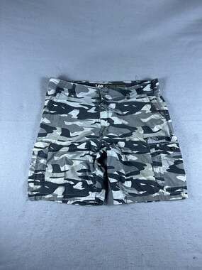 Lee Extreme Motion Cargo Shorts Mens 40 Grey Black Camo Ripstop Outdoor Utility